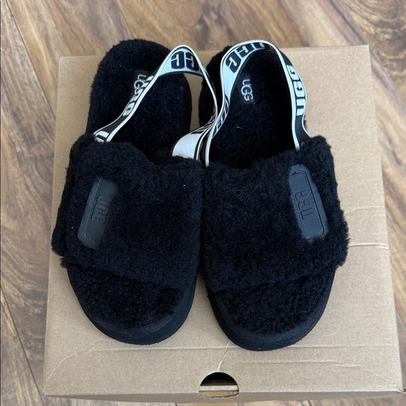 UGG Shoes - UGG Black Fuzz Slingback Slide - Cozy Slip-On